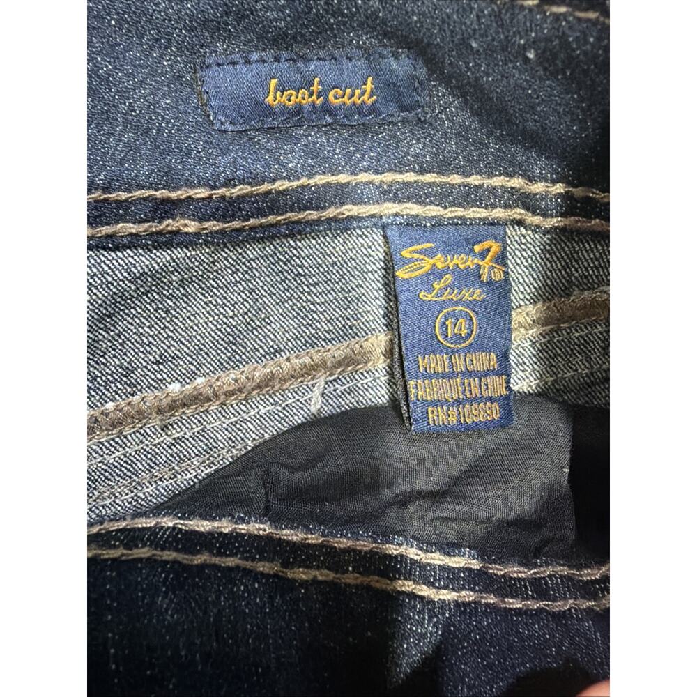 Seven7 Luxe Bootcut Flare Jeans Dark Wash Women 14 36x33 Stretch - Picture 3 of 8